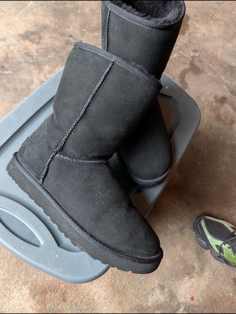 UGG Women's Short Black Suede Shearling Booties